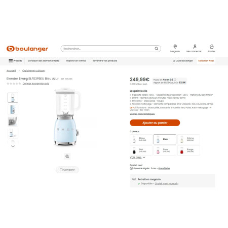 Blender RETRO Années 50 SMEG BLF03