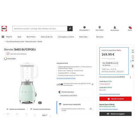 Blender RETRO Années 50 SMEG BLF03