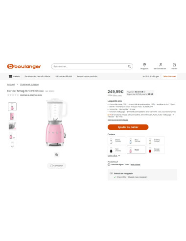 Blender RETRO Années 50 SMEG BLF03