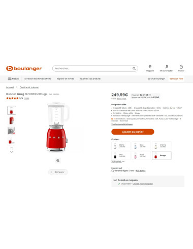 Blender RETRO Années 50 SMEG BLF03