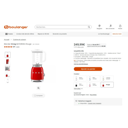 Blender RETRO Années 50 SMEG BLF03