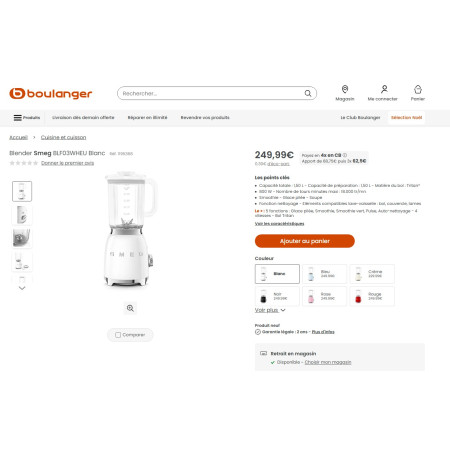 Blender RETRO Années 50 SMEG BLF03