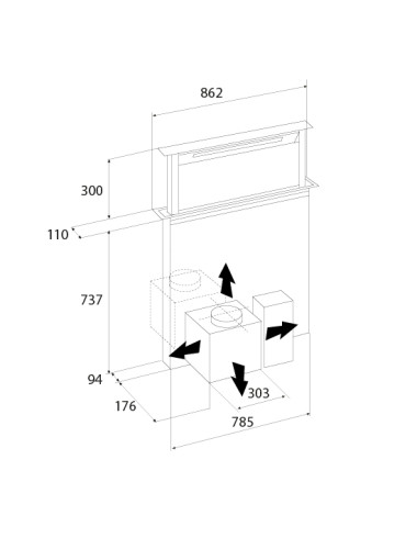 Hotte ascenseur AIRFORCE DOWNDRAFT AN/A/90