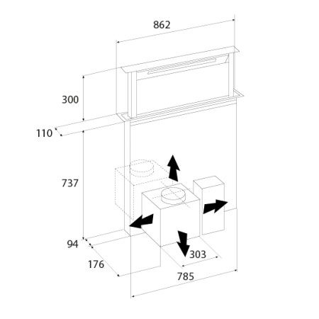 Hotte ascenseur AIRFORCE DOWNDRAFT AN/A/90