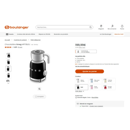 Chocolatière & mousseur de lait RETRO Années 50 SMEG MFF11