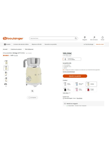 Chocolatière & mousseur de lait RETRO Années 50 SMEG MFF11