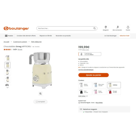 Chocolatière & mousseur de lait RETRO Années 50 SMEG MFF11