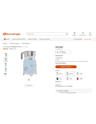 Chocolatière & mousseur de lait RETRO Années 50 SMEG MFF11