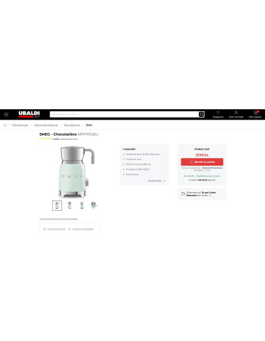 Chocolatière & mousseur de lait RETRO Années 50 SMEG MFF11