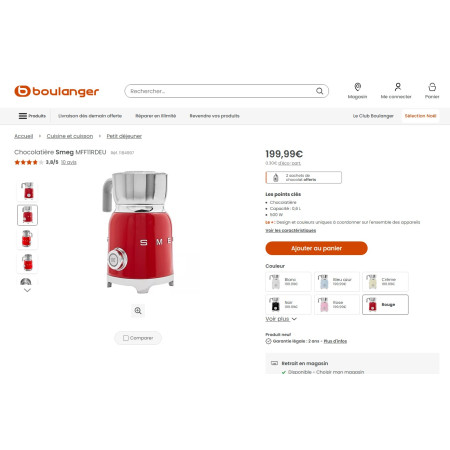 Chocolatière & mousseur de lait RETRO Années 50 SMEG MFF11