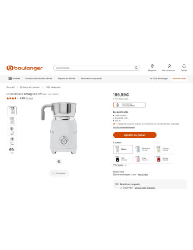 Chocolatière & mousseur de lait RETRO Années 50 SMEG MFF11