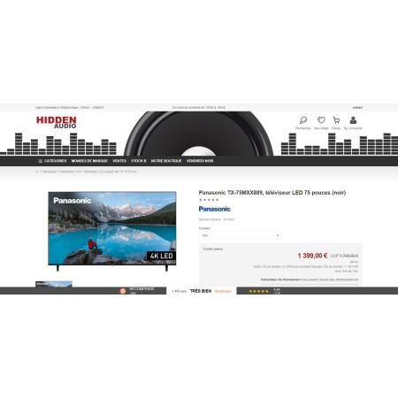 TV LED UHD 4K - 75 pouces (189cm) PANASONIC TX-75MXX889