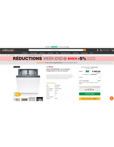 Lave vaisselle encastrable BOSCH SMV25AX06E