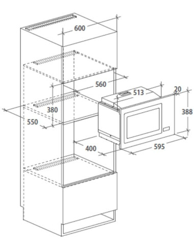 Four micro-ondes encastrable Rosières RMGV25PN