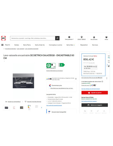 Lave vaisselle encastrable DE DIETRICH DAJ433DQX