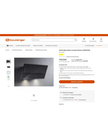 Hotte inclinée FALMEC VERSO1421