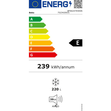 Congélateur encastrable BEKO BFNA247E40SN