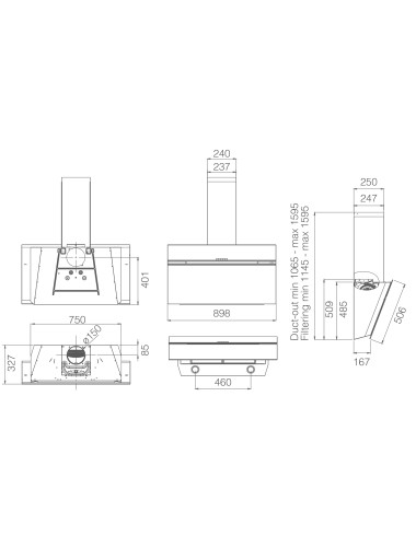 Hotte inclinée ELICA STRIPE URBAN CAST IRON/A/90