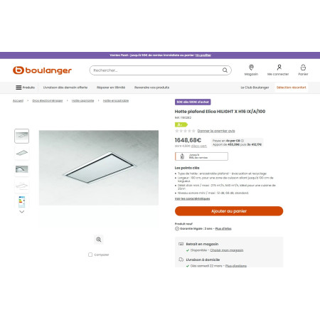 Hotte plafond ELICA HILIGHT-X H16