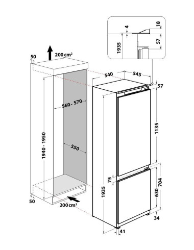 Réfrigérateur combiné encastrable WHIRLPOOL ART971012