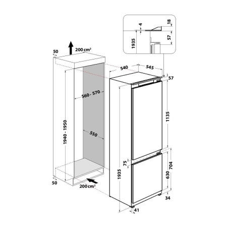 Réfrigérateur combiné encastrable WHIRLPOOL ART971012