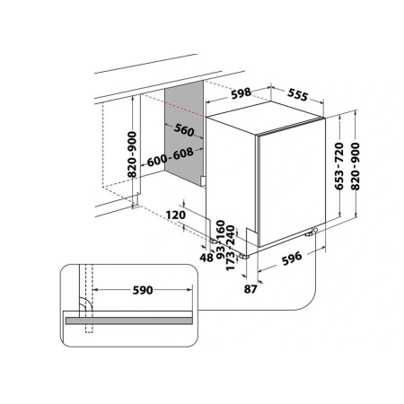 Lave vaisselle encastrable WHIRLPOOL WIO3T133PFE