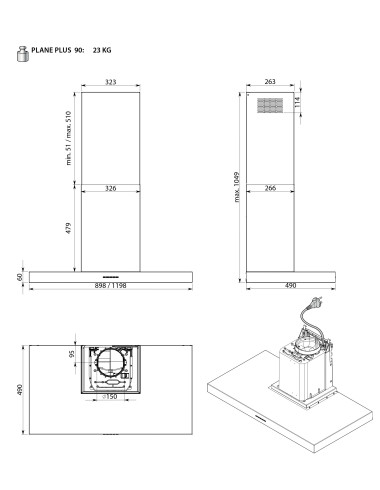 Hotte murale FALMEC PLANE PLUS