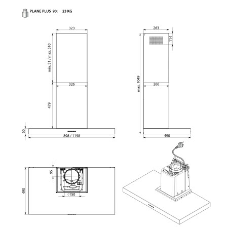 Hotte murale FALMEC PLANE PLUS