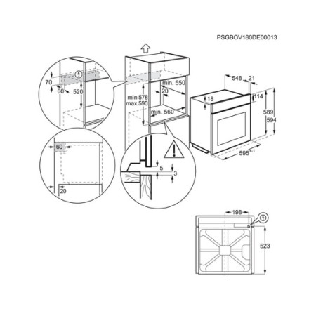 Four encastrable charnières gauche ELECTROLUX EOF6P46LX