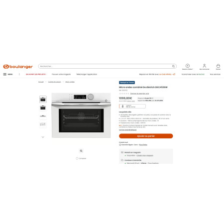 Four micro-ondes encastrable DE DIETRICH DKC4536W