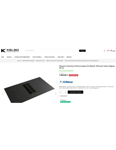 Plaque induction avec hotte intégrée AIRFORCE ASPIRA ONBOARD 80 B4