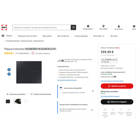 Plaque induction ROSIERES RDI63C3D/E1