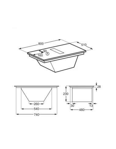 Plaque induction avec hotte intégrée ELECTROLUX KCC83443CZ