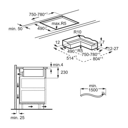 Plaque induction avec hotte intégrée ELECTROLUX KCC83443CZ