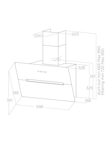 Hotte inclinée ELICA WISE BL/A/60