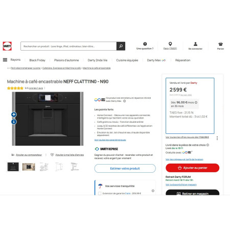 Machine à café encastrable NEFF CL4TT11N0