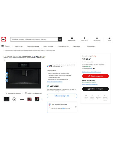 Machine à café encastrable AEG NKC8N7