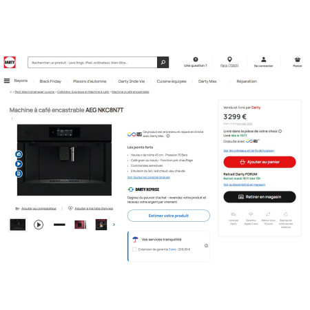 Machine à café encastrable AEG NKC8N7