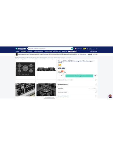 Plaque gaz WHIRLPOOL AKWL728NB