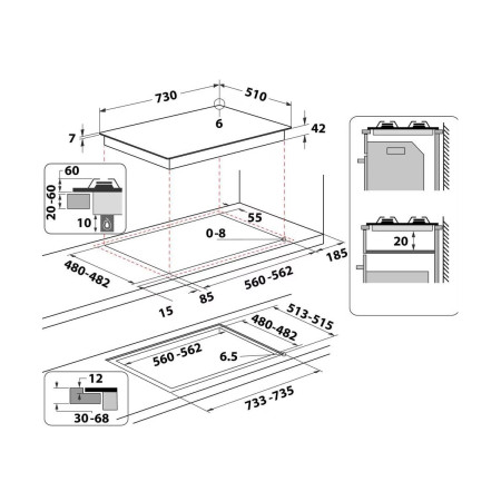 Plaque gaz WHIRLPOOL AKWL728NB