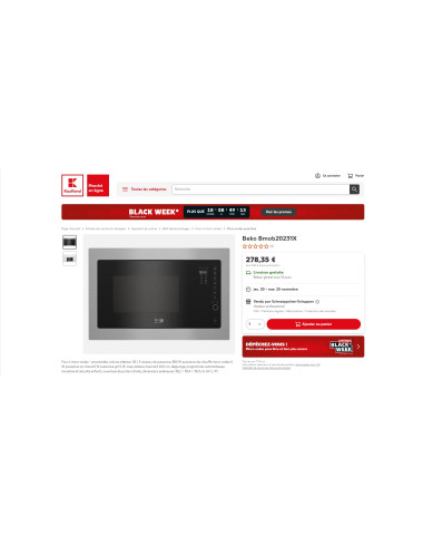 Four micro-ondes encastrable BEKO BMOB20231X