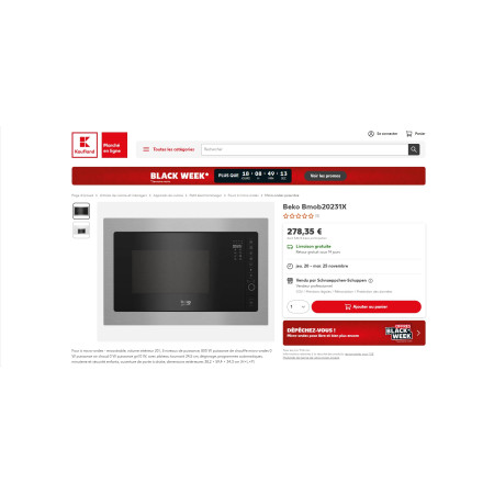 Four micro-ondes encastrable BEKO BMOB20231X