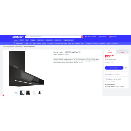 Hotte murale HAIER HATS6DS46BWIFI