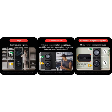 Lave linge séchant LG F761TOWERB2 WASHTOWER