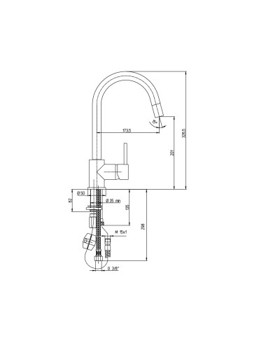 Mitigeur ARGO VICTANRIA1 à col de cygne avec douchette