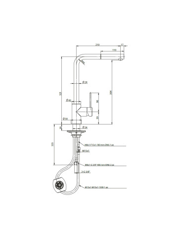 Mitigeur ARGO OURAL à bec L avec douchette