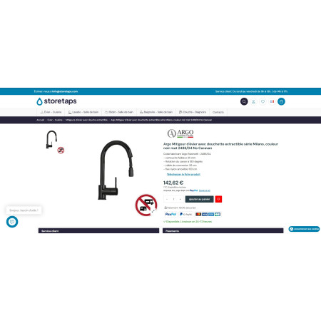 Mitigeur ARGO VICTANRIANR1 à col de cygne avec douchette