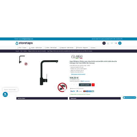 Mitigeur ARGO OURAL BLACK2 à bec L avec douchette