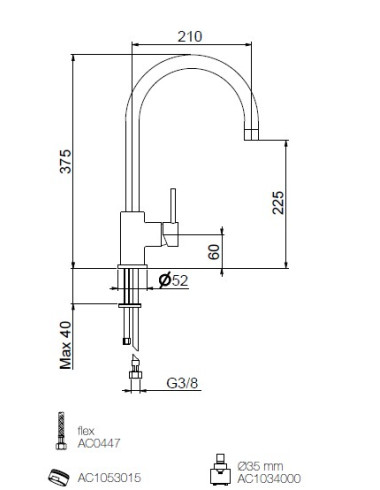 Mitigeur WEBERT BALTIMORE à col de cygne