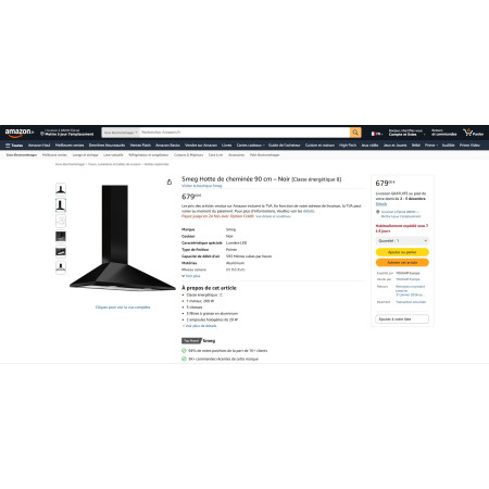 Hotte murale SMEG KSED95NEE